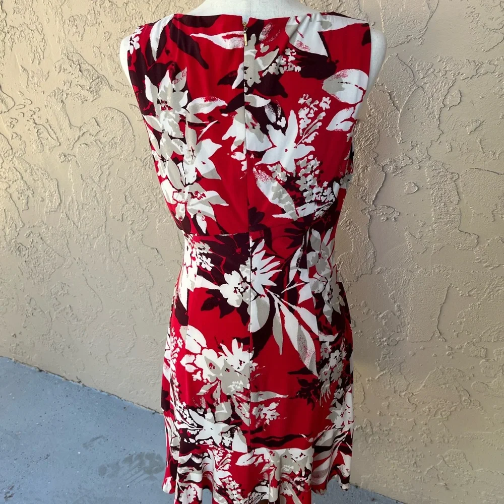 Donna Karan Red Floral Dress - Picture 4 of 6
